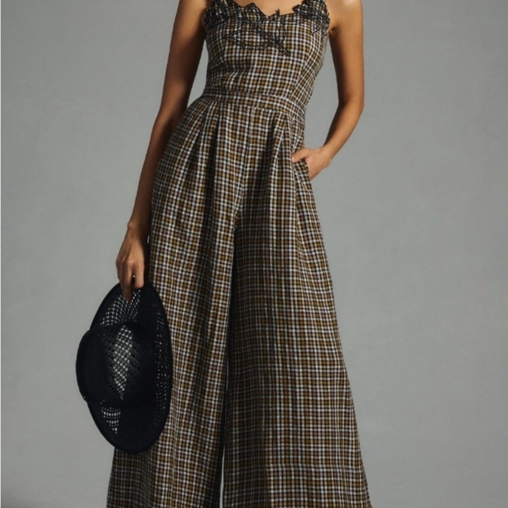 Plaid Jumpsuit Wide-Leg